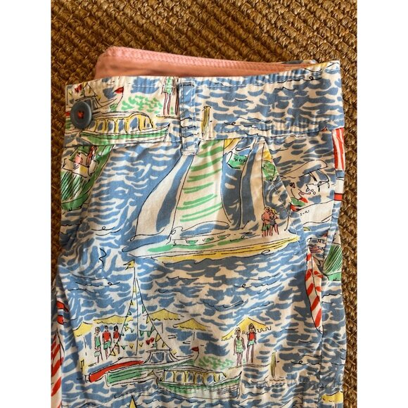 Lilly Pulitzer Blue Get Nauti Boats Sailing Nautical Callahan Shorts Size 4 - Picture 8 of 8
